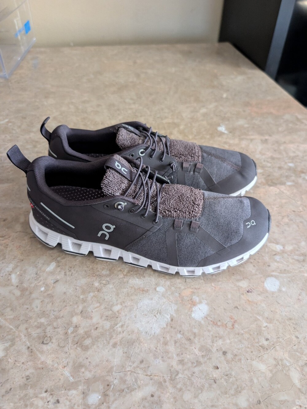 On Running Cloud Terry Brown White Swiss Engineering Running Shoes Women Size 11